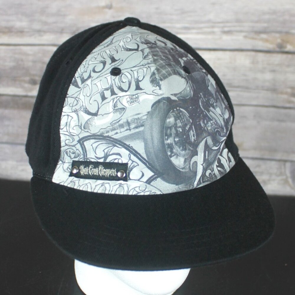 WEST COAST CHOPPERS Jesse James Black Baseball Cap Hat Motorcycle Fitted Stretch